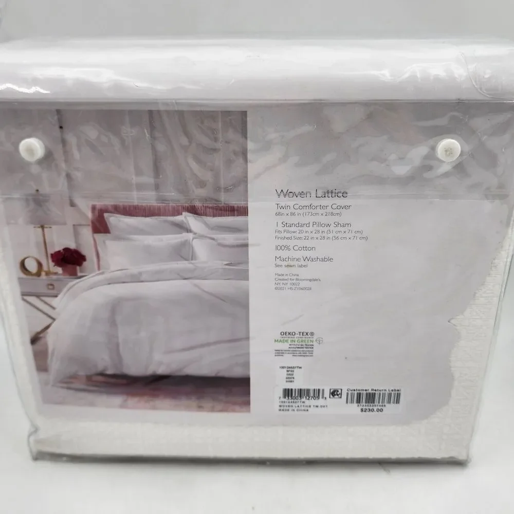 Sky Woven Lattice Duvet Set Twin Size Comforter Standard Pillow Sham White~ - Picture 9 of 13